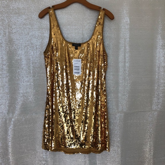 Bebe Gold Sequin Dress Free Shipping - Picture 2 of 3
